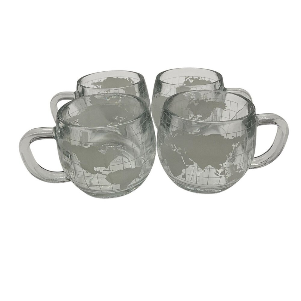 Nestle Nescafe World Globe Mugs Vinttage Set of 4 Collectible Promotional Item